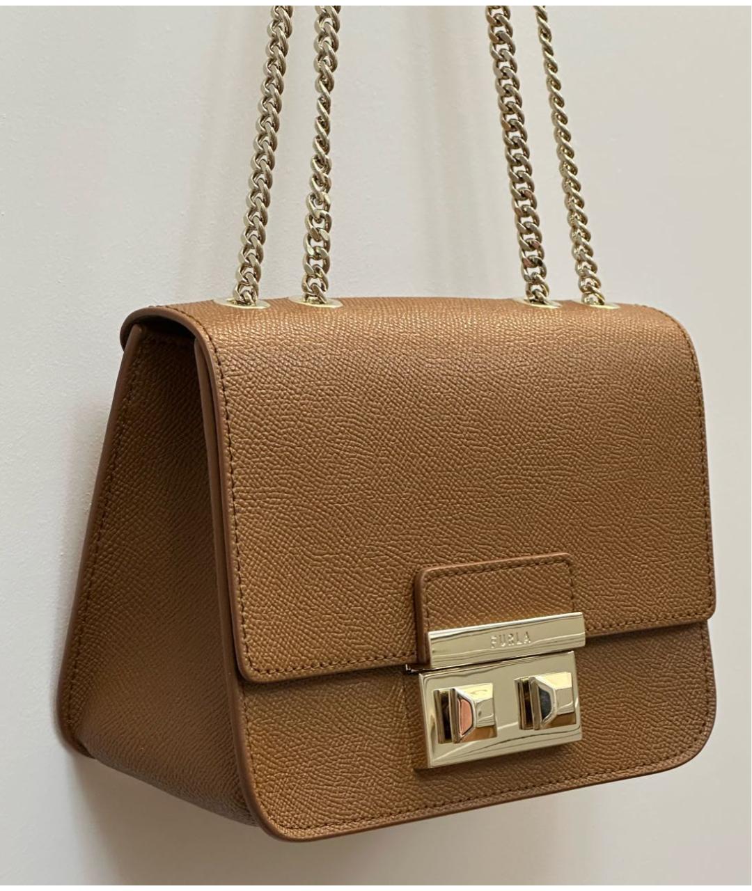 FURLA Коричневая кожаная сумка через плечо, фото 2