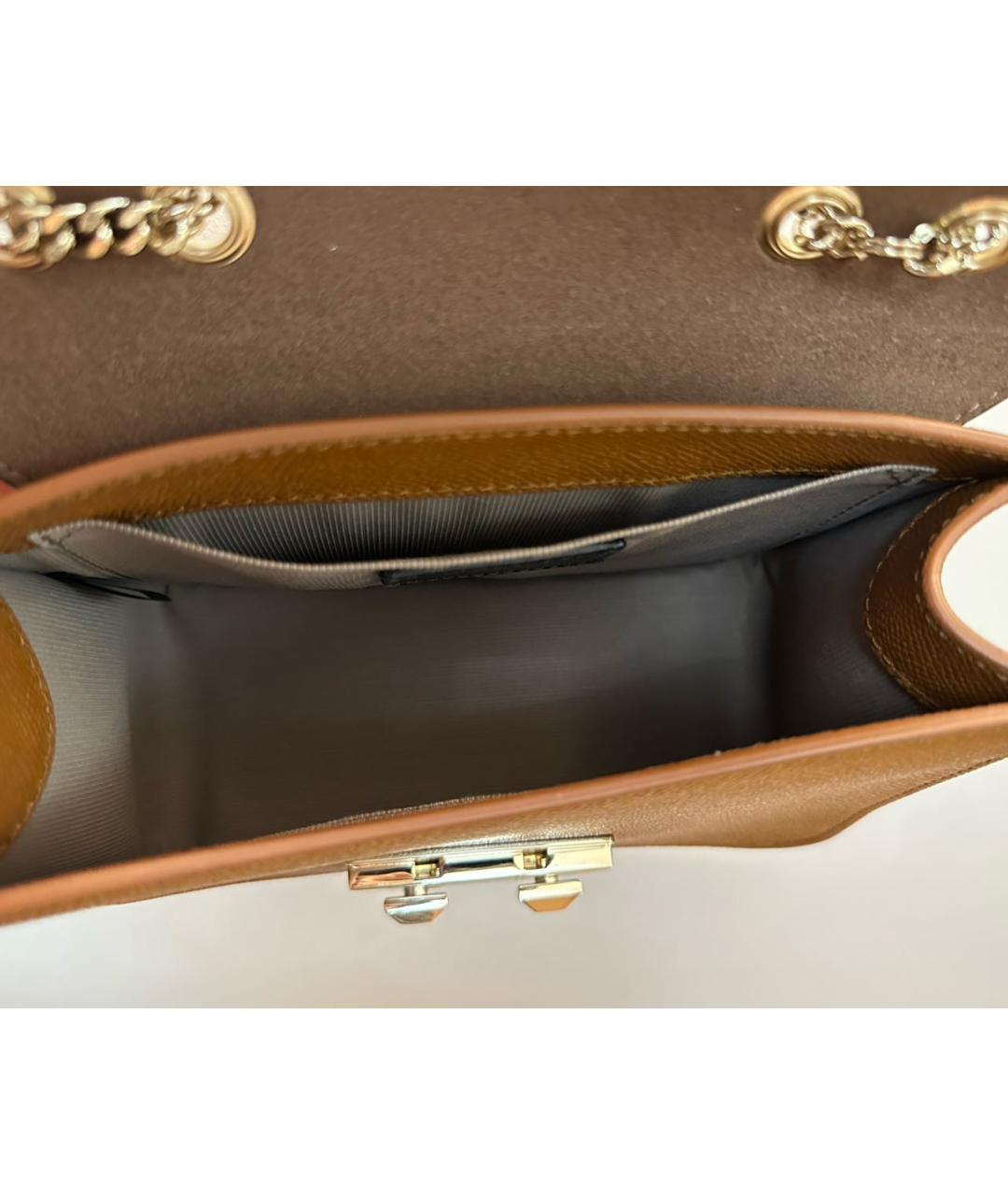 FURLA Коричневая кожаная сумка через плечо, фото 4
