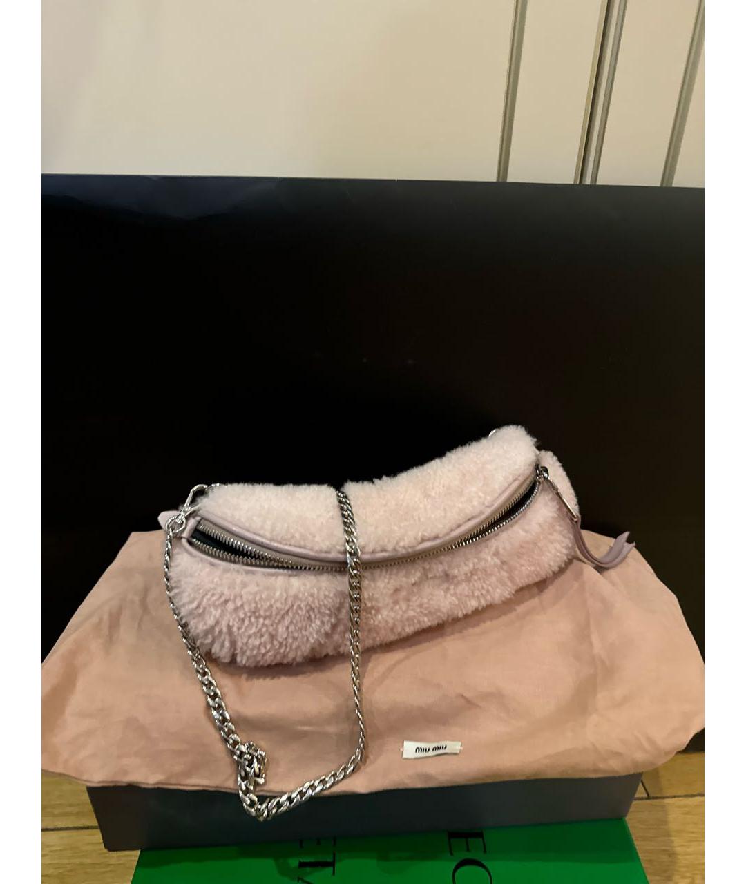 MIU MIU Розовая меховая сумка через плечо, фото 2