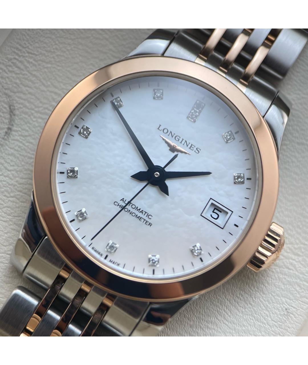 LONGINES Белые часы из розового золота, фото 2