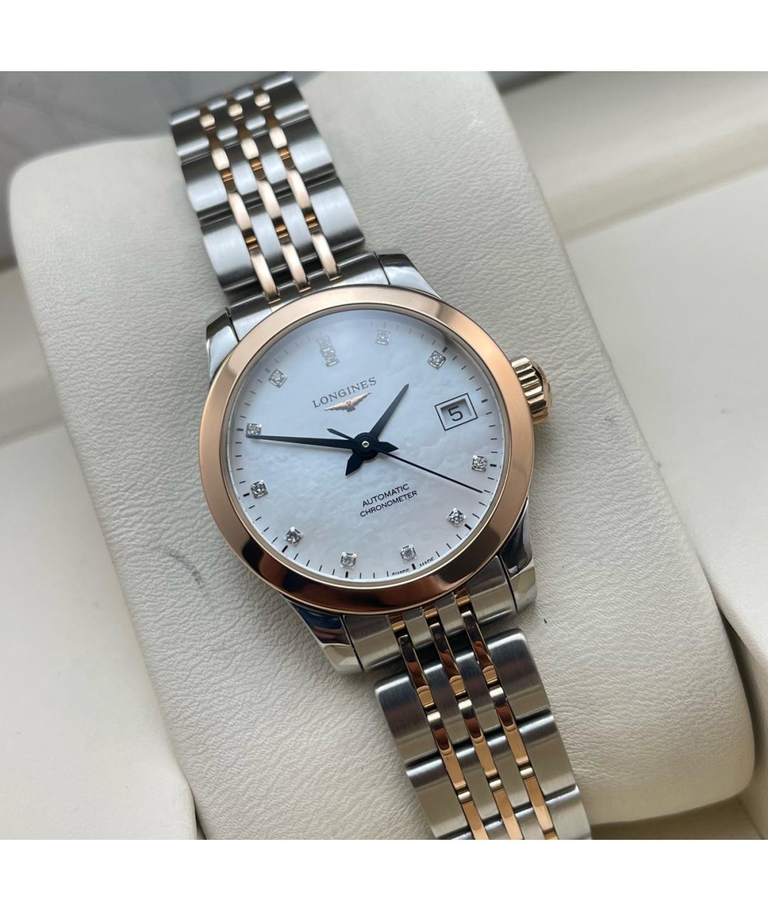 LONGINES Белые часы из розового золота, фото 3