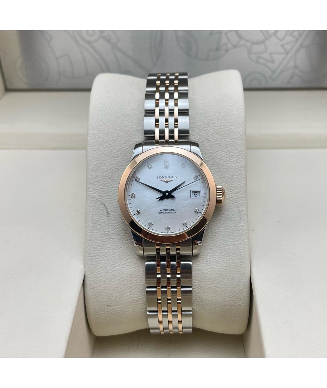 LONGINES Белые часы из розового золота, фото 7
