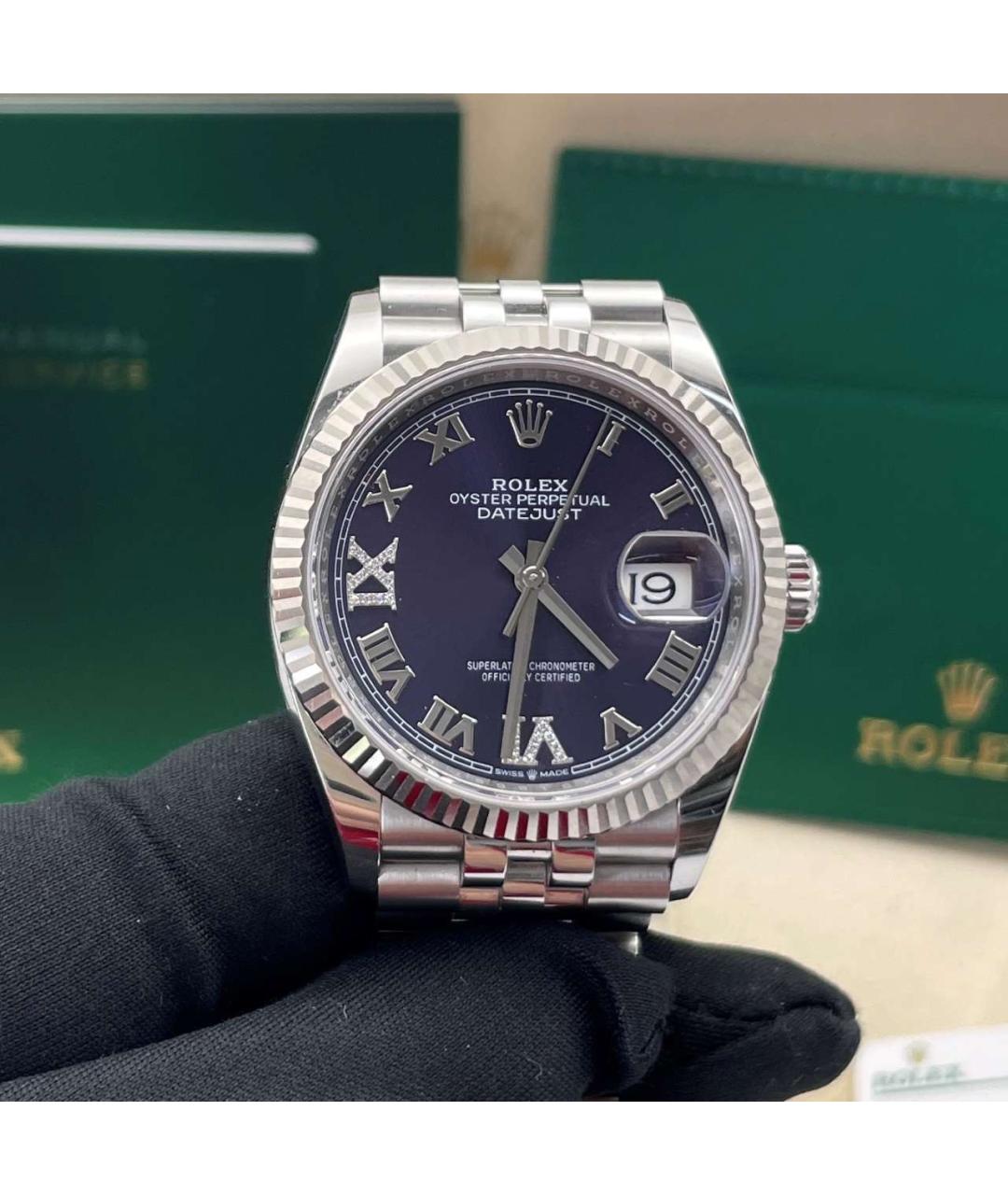 ROLEX Черные металлические часы, фото 3