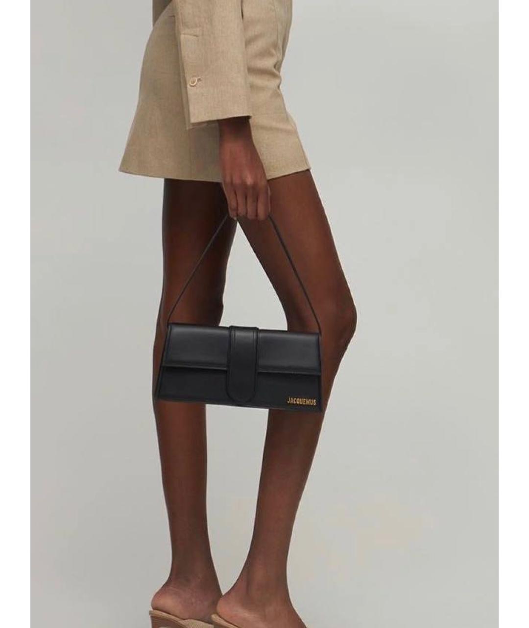 JACQUEMUS Черная кожаная сумка с короткими ручками, фото 6