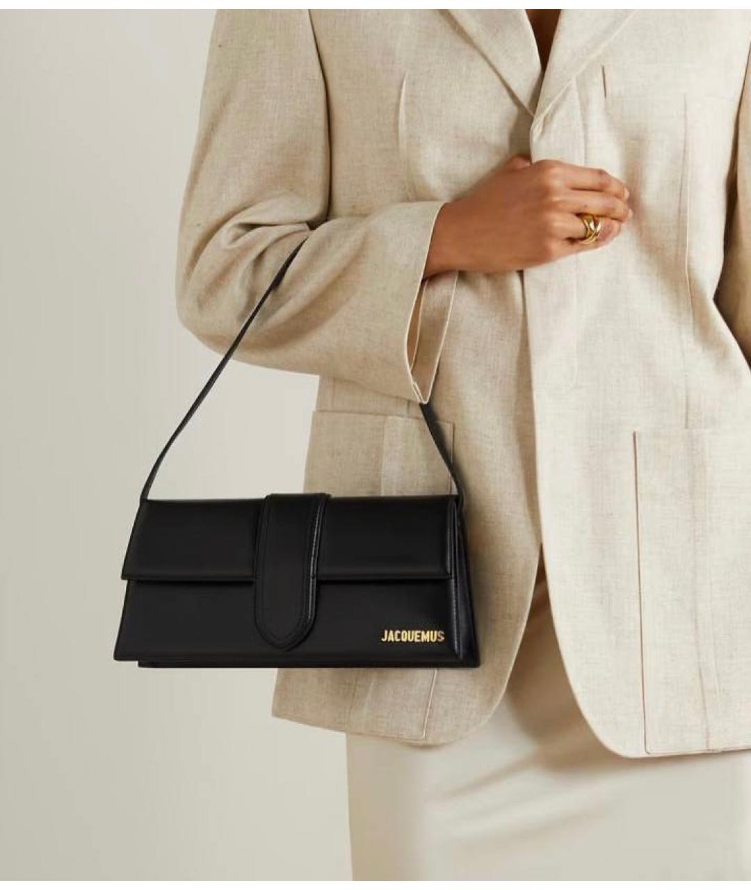 JACQUEMUS Черная кожаная сумка с короткими ручками, фото 5