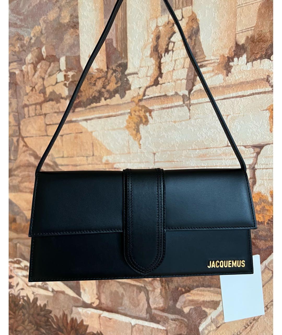 JACQUEMUS Черная кожаная сумка с короткими ручками, фото 3