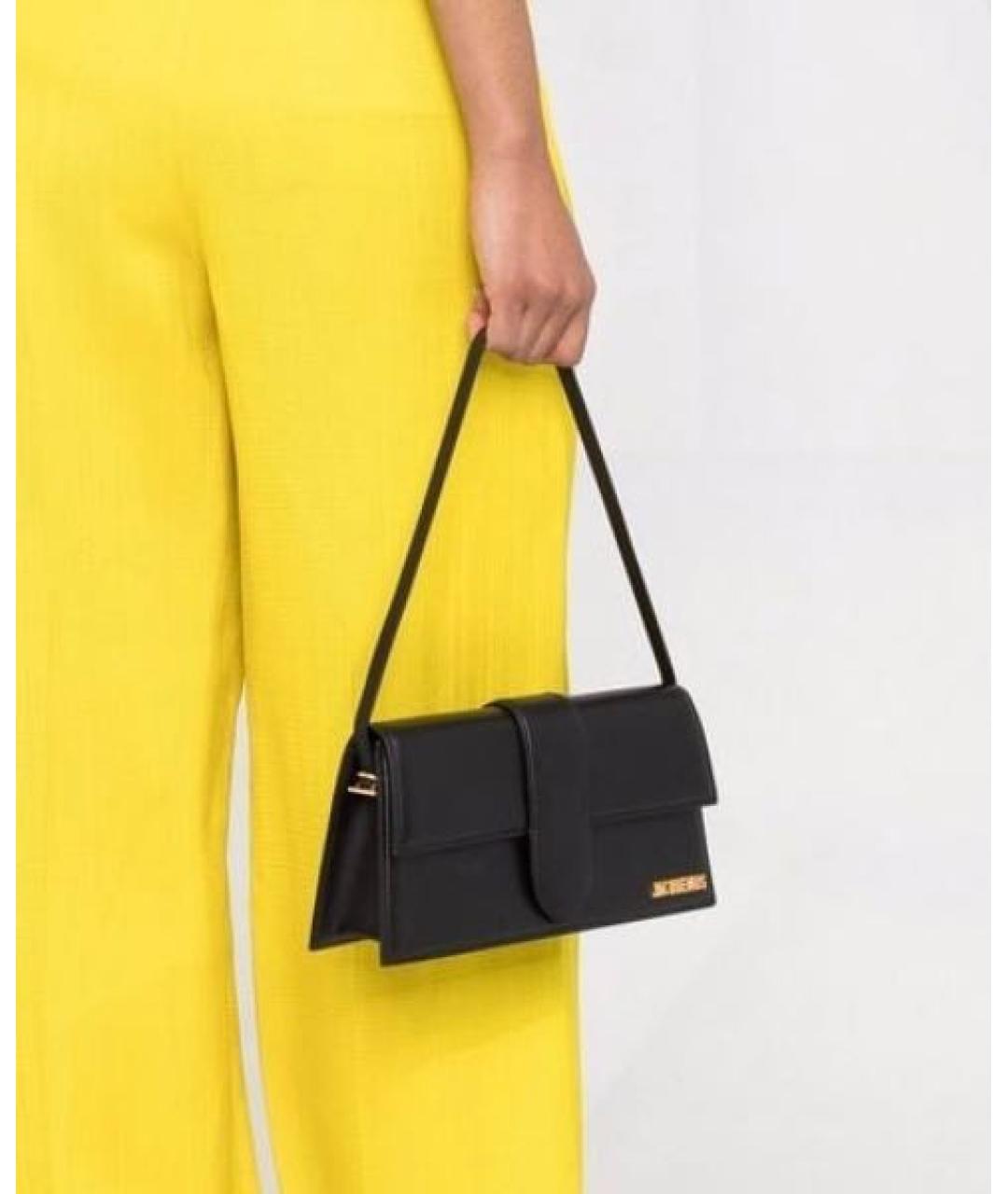 JACQUEMUS Черная кожаная сумка с короткими ручками, фото 7