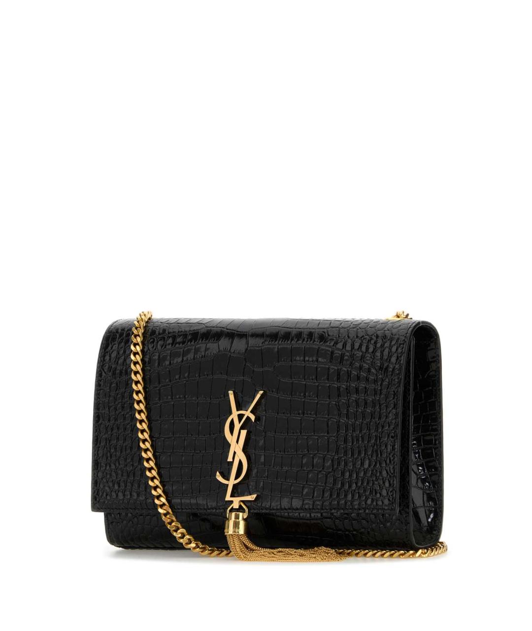 SAINT LAURENT Черная кожаная сумка через плечо, фото 2