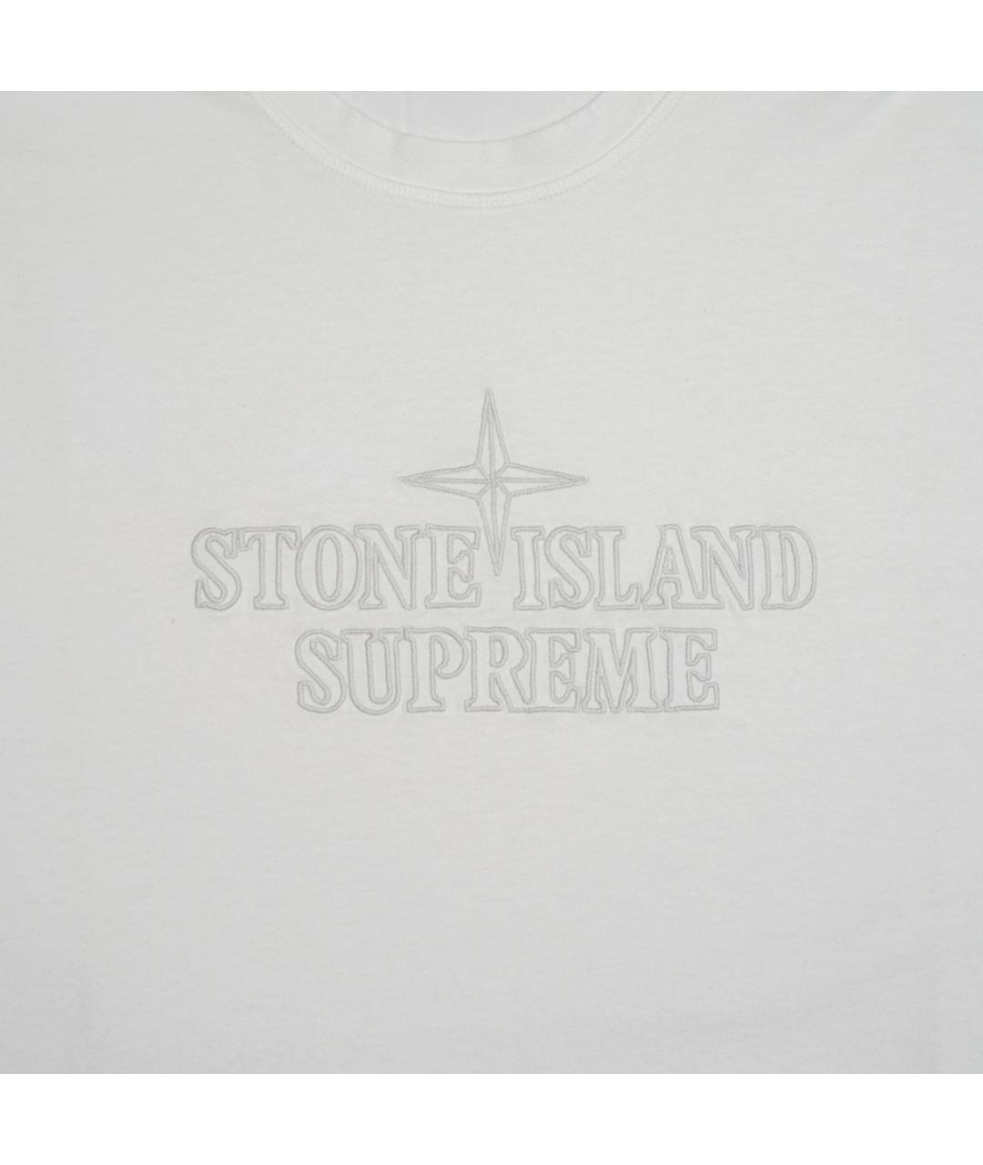 STONE ISLAND Белая хлопковая футболка, фото 3