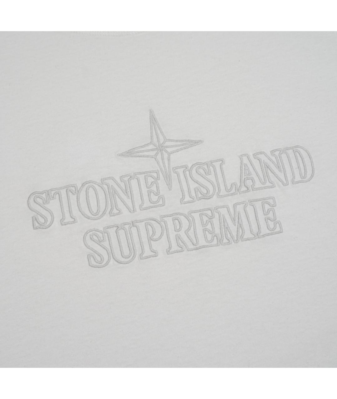 STONE ISLAND Белая хлопковая футболка, фото 4