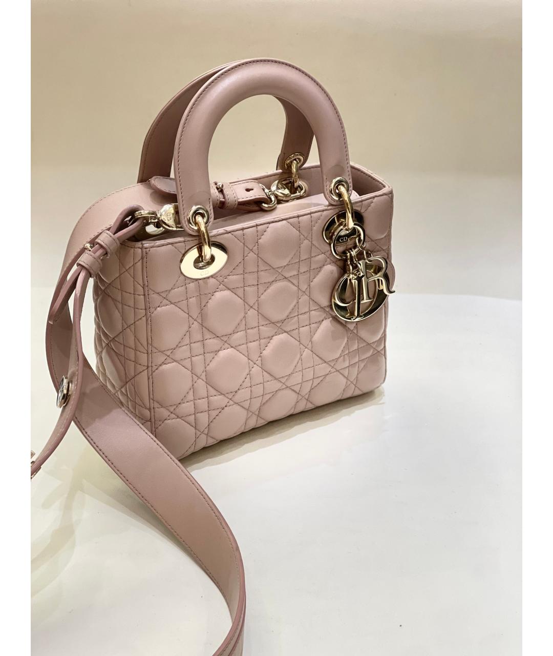 CHRISTIAN DIOR Розовая кожаная сумка с короткими ручками, фото 2
