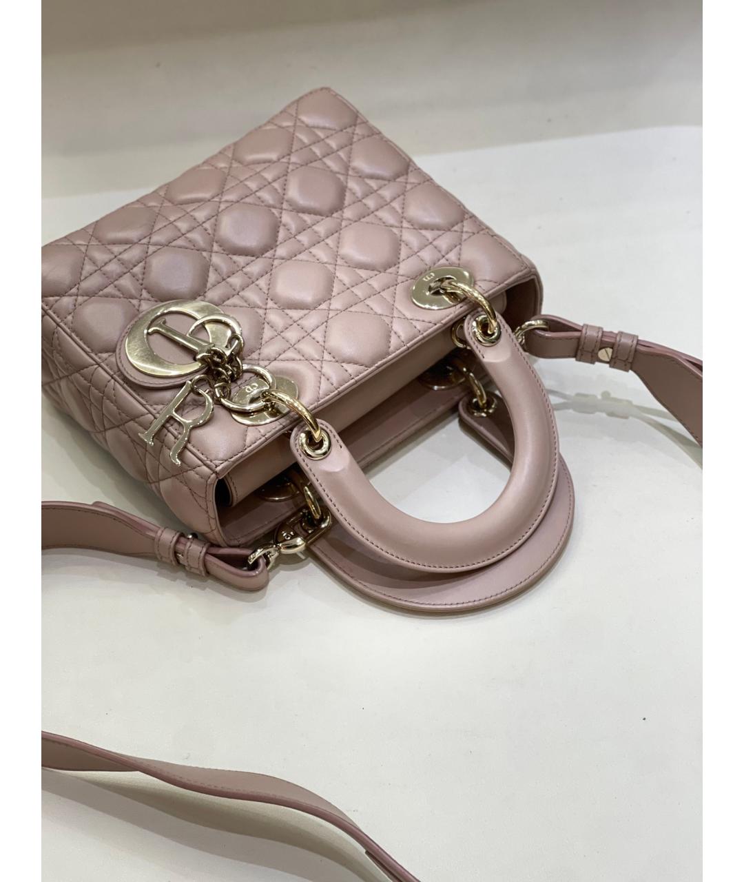 CHRISTIAN DIOR Розовая кожаная сумка с короткими ручками, фото 5