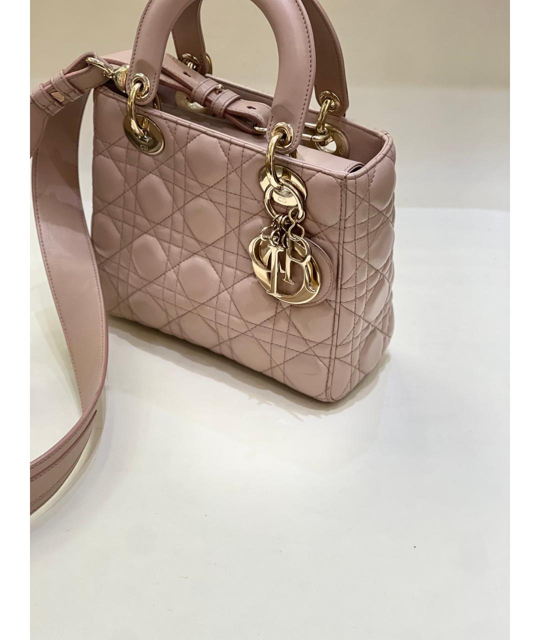CHRISTIAN DIOR Розовая кожаная сумка с короткими ручками, фото 3