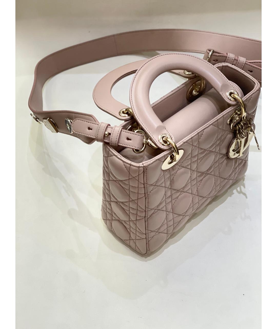 CHRISTIAN DIOR Розовая кожаная сумка с короткими ручками, фото 6