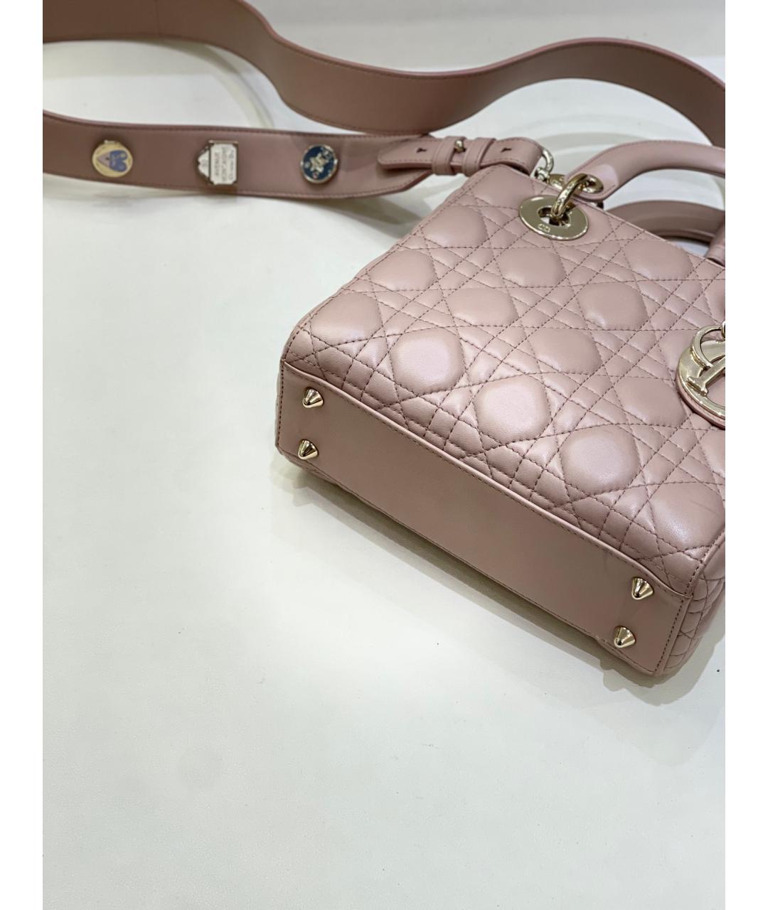 CHRISTIAN DIOR Розовая кожаная сумка с короткими ручками, фото 4