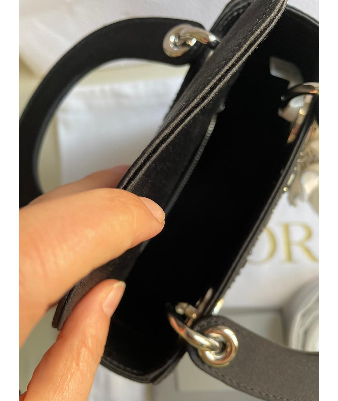 CHRISTIAN DIOR Черная кожаная сумка с короткими ручками, фото 6