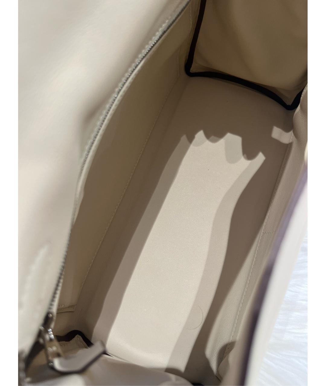 HERMES Белая кожаная сумка с короткими ручками, фото 8