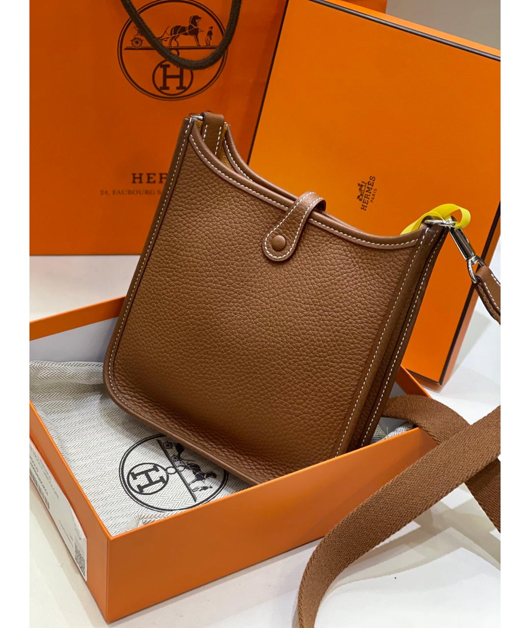 HERMES Коричневая кожаная сумка через плечо, фото 3
