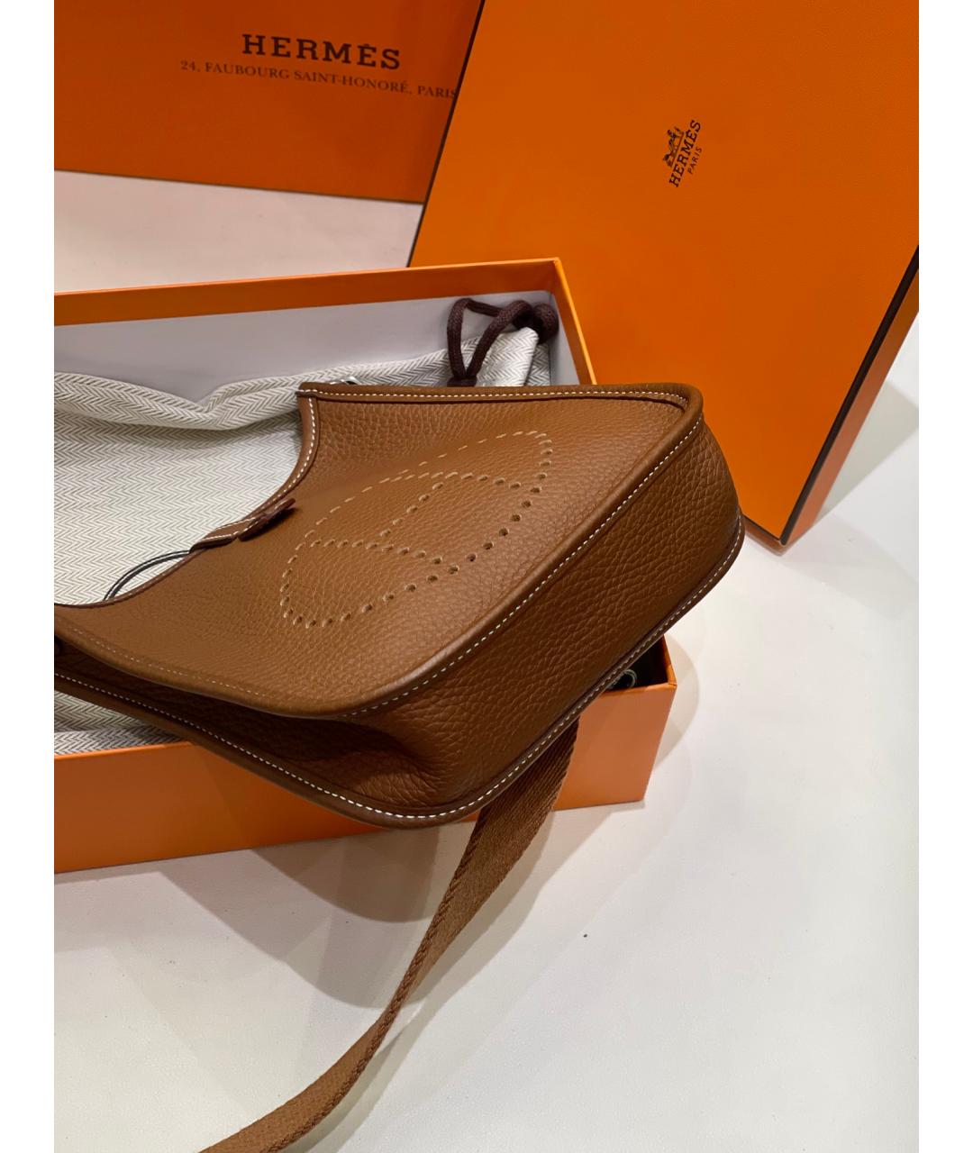 HERMES Коричневая кожаная сумка через плечо, фото 4