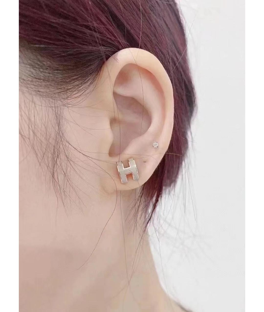 HERMES Белые металлические серьги, фото 4