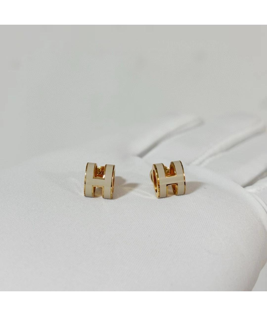 HERMES Белые металлические серьги, фото 5