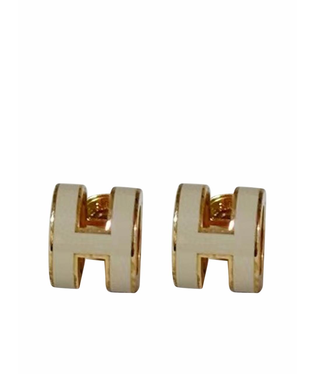 HERMES Белые металлические серьги, фото 1