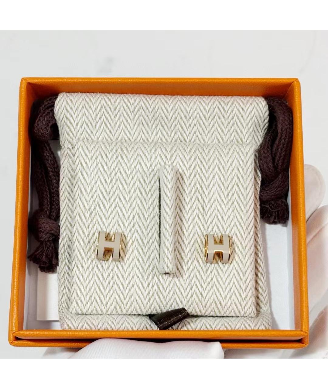 HERMES Белые металлические серьги, фото 3