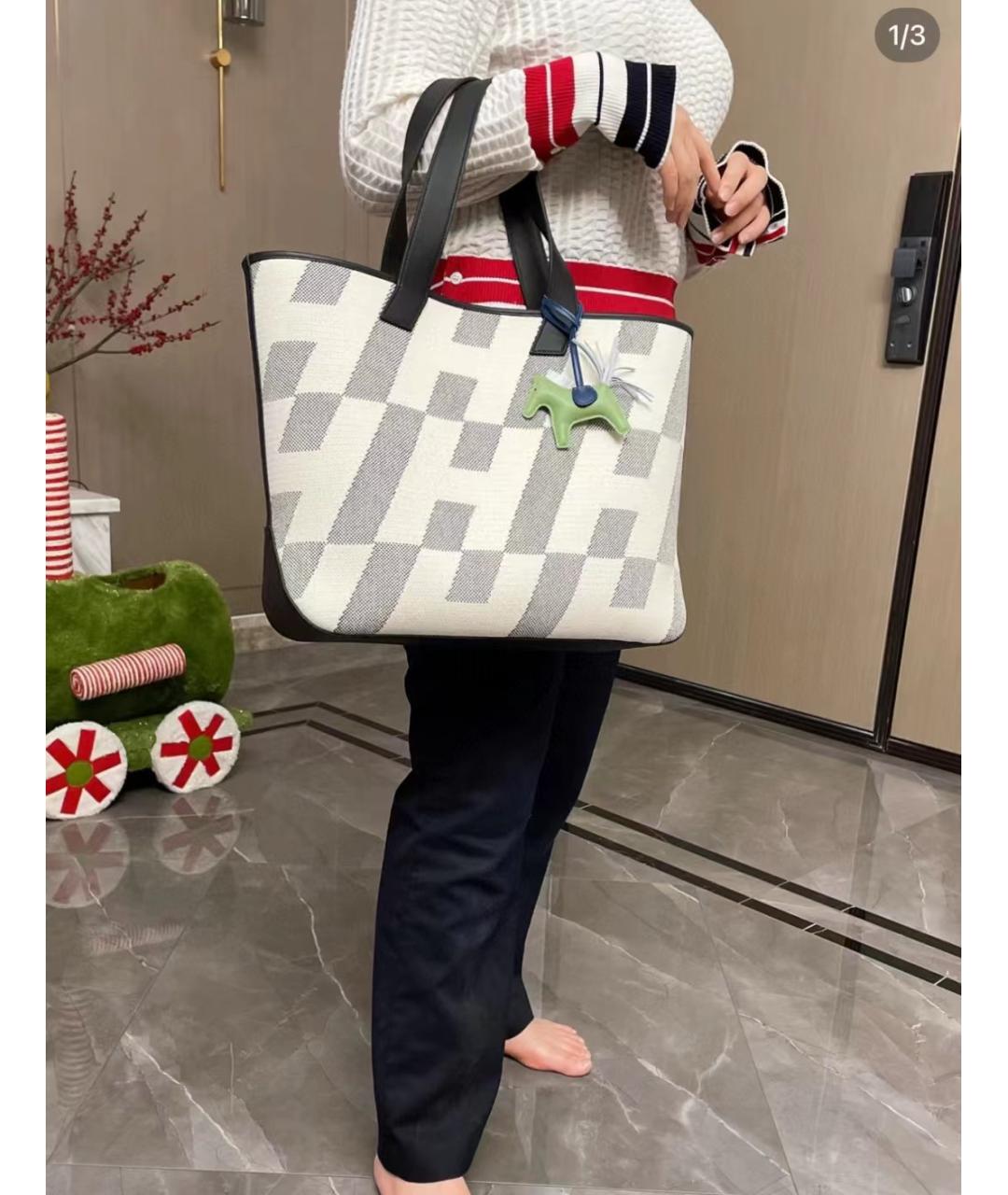 HERMES Белая сумка тоут, фото 7