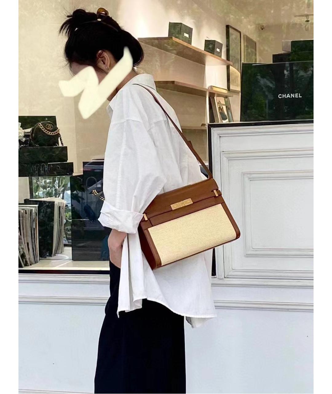 SAINT LAURENT Коричневая кожаная сумка через плечо, фото 7