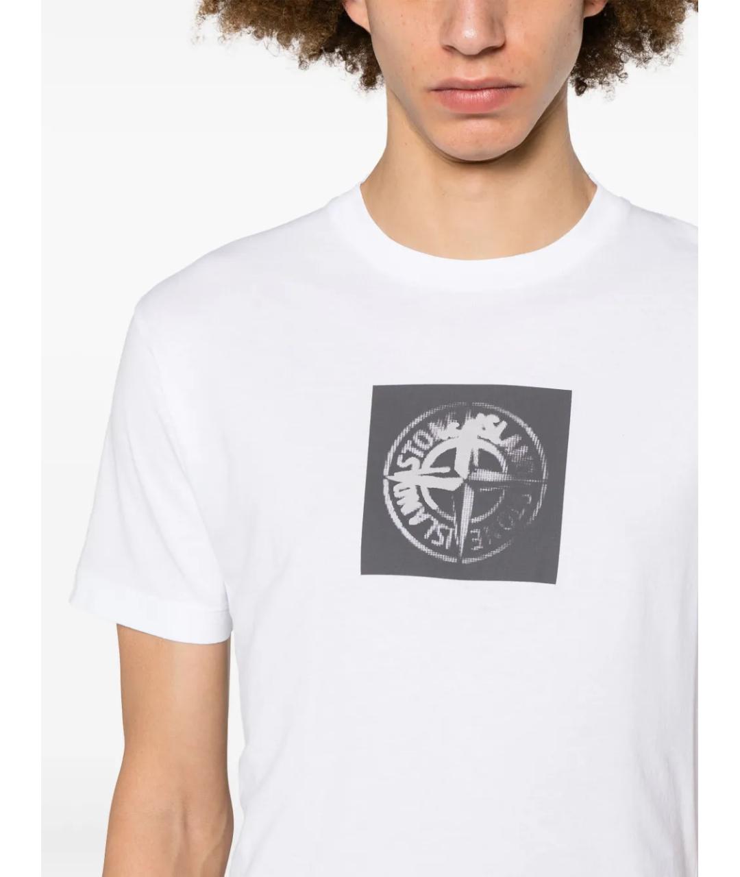 STONE ISLAND Белая хлопковая футболка, фото 3