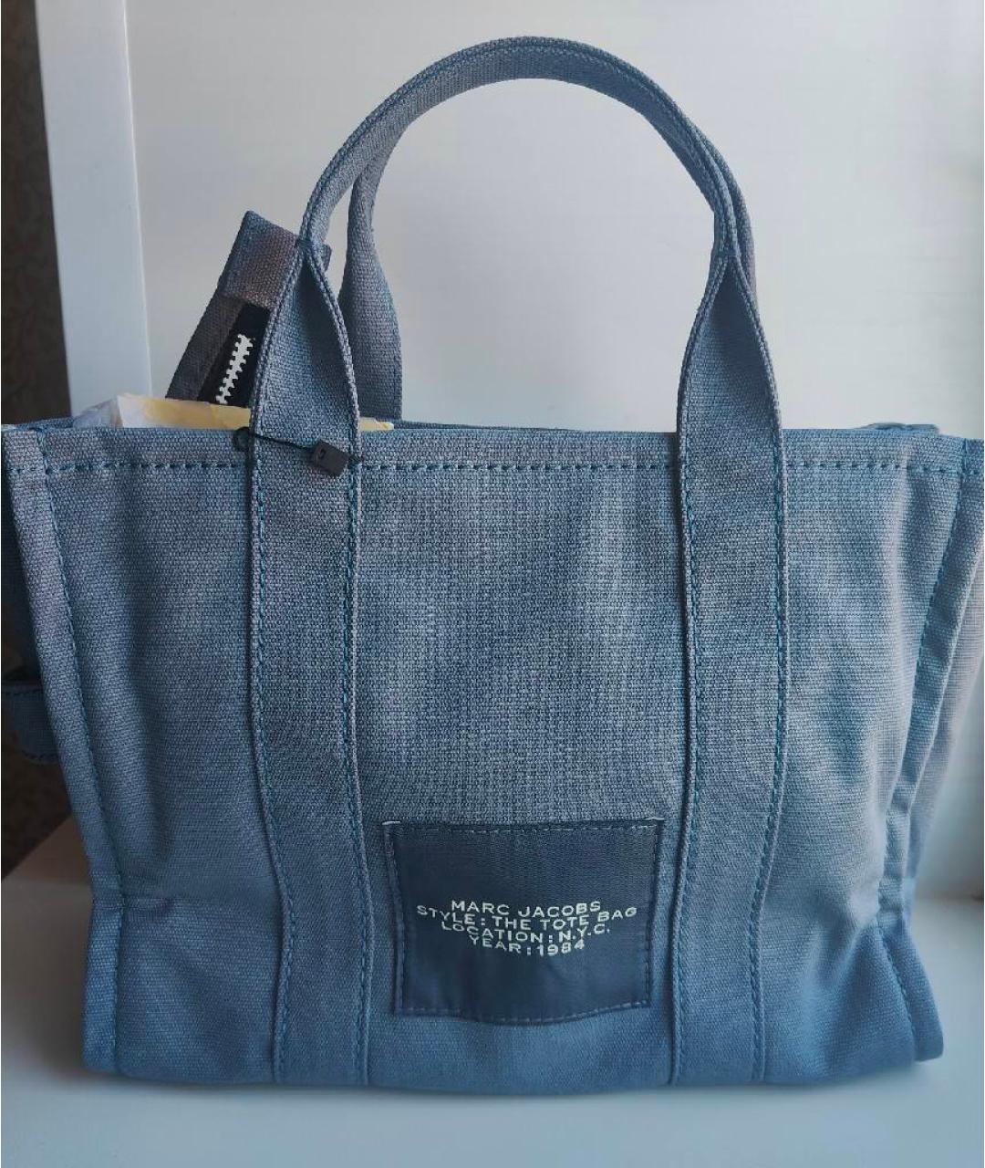 MARC JACOBS Голубая хлопковая сумка тоут, фото 4