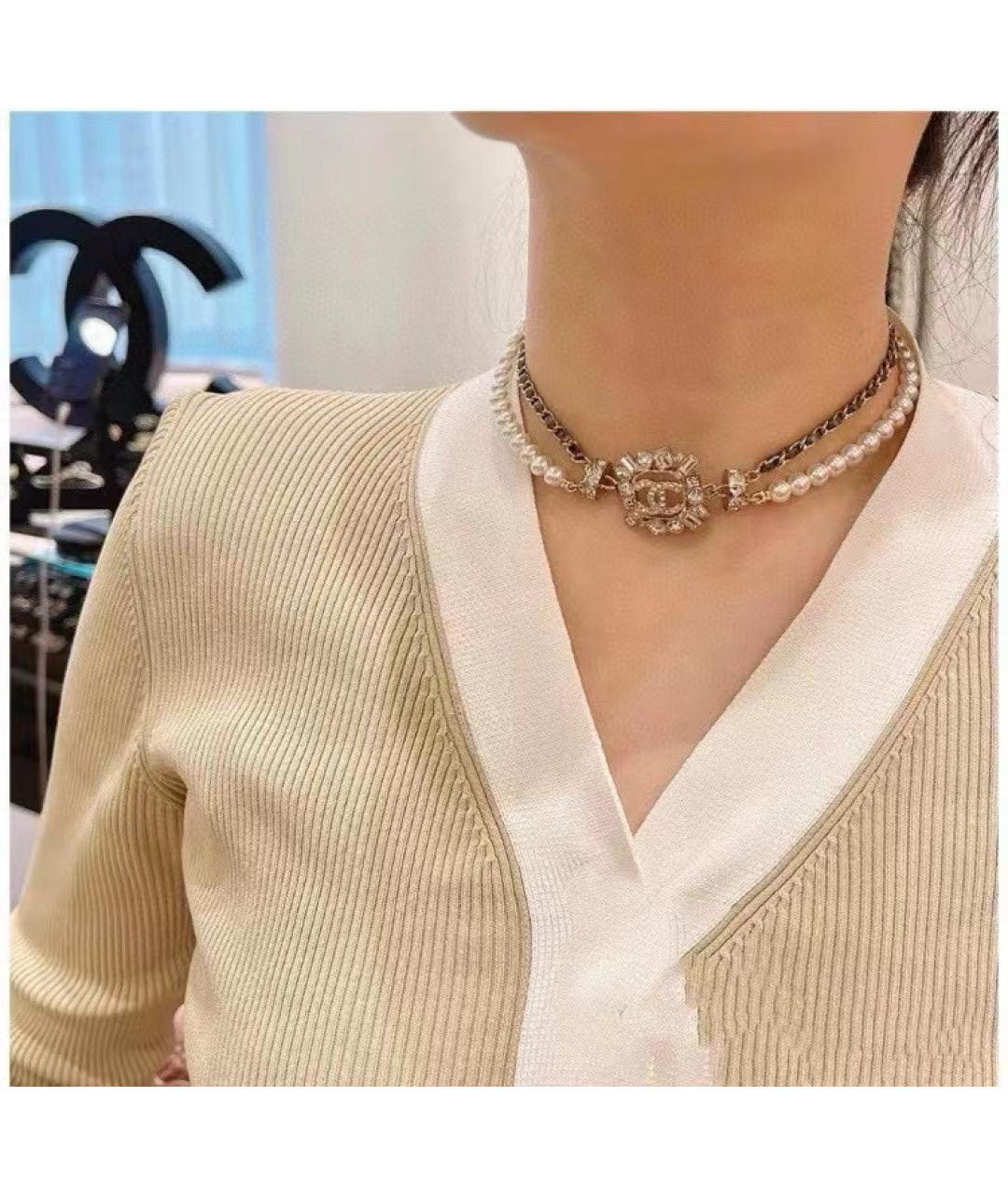 CHANEL Белое колье из бисера, фото 3