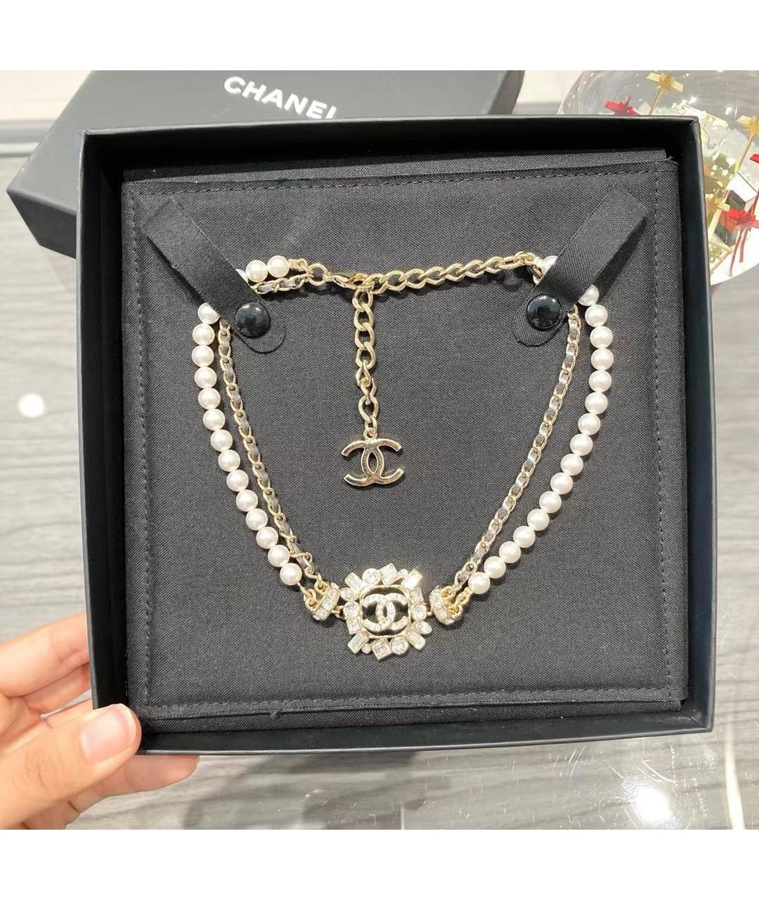 CHANEL Белое колье из бисера, фото 4