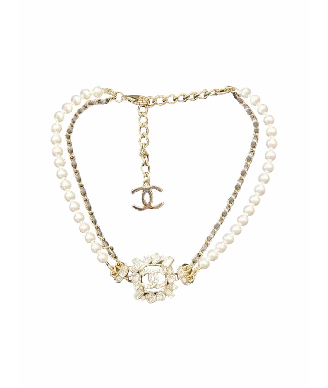 CHANEL Белое колье из бисера, фото 1