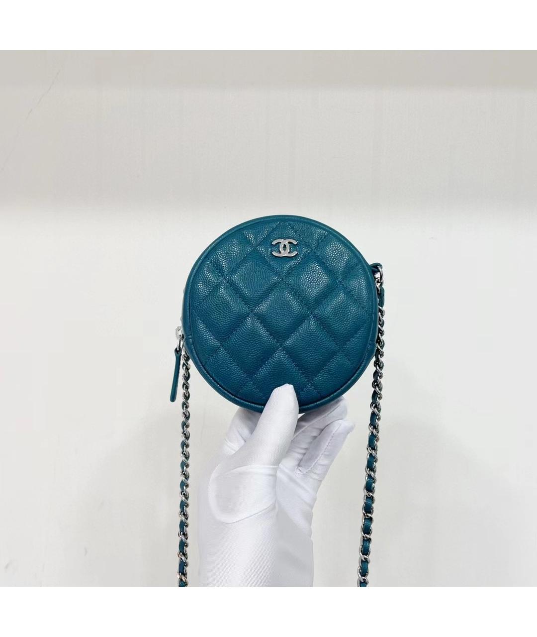 CHANEL Голубая кожаная сумка через плечо, фото 3