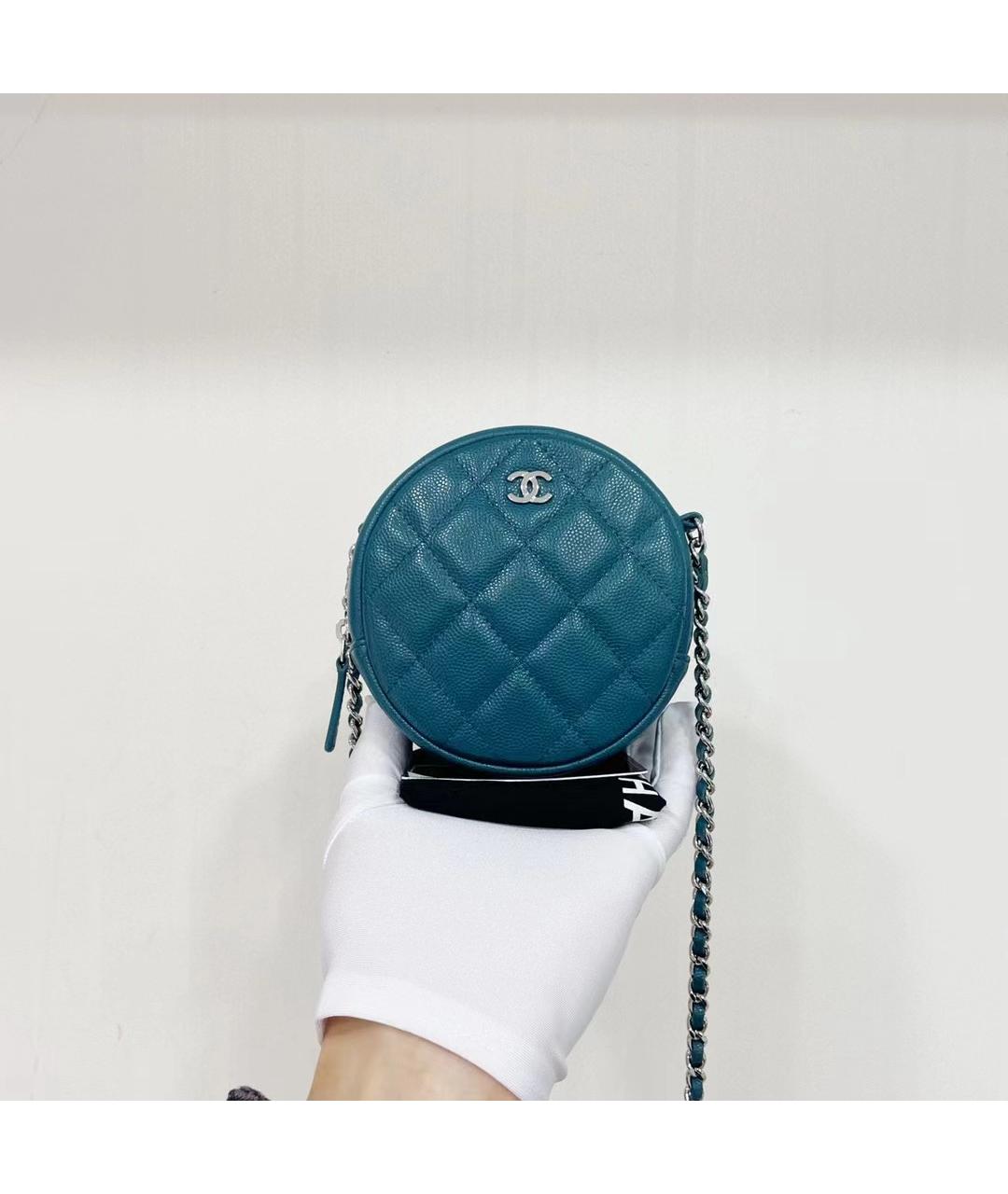 CHANEL Голубая кожаная сумка через плечо, фото 9