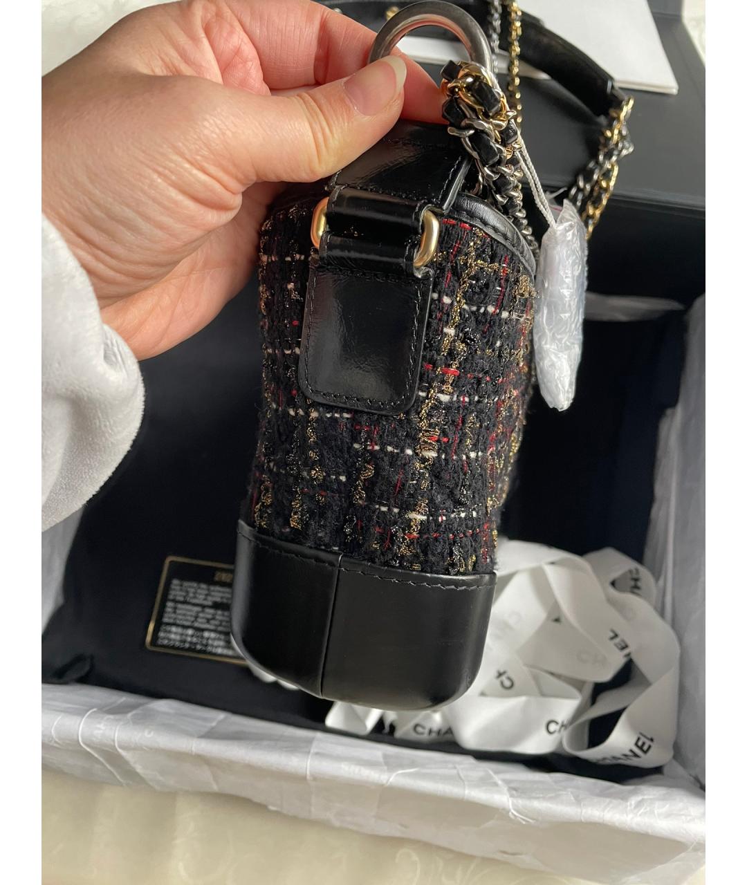 CHANEL Черная твидовая сумка через плечо, фото 4