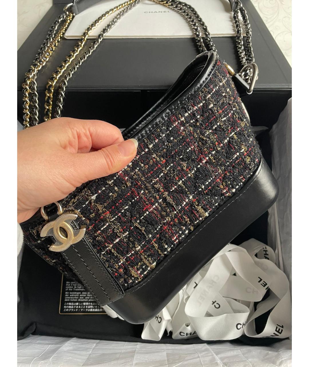 CHANEL Черная твидовая сумка через плечо, фото 2