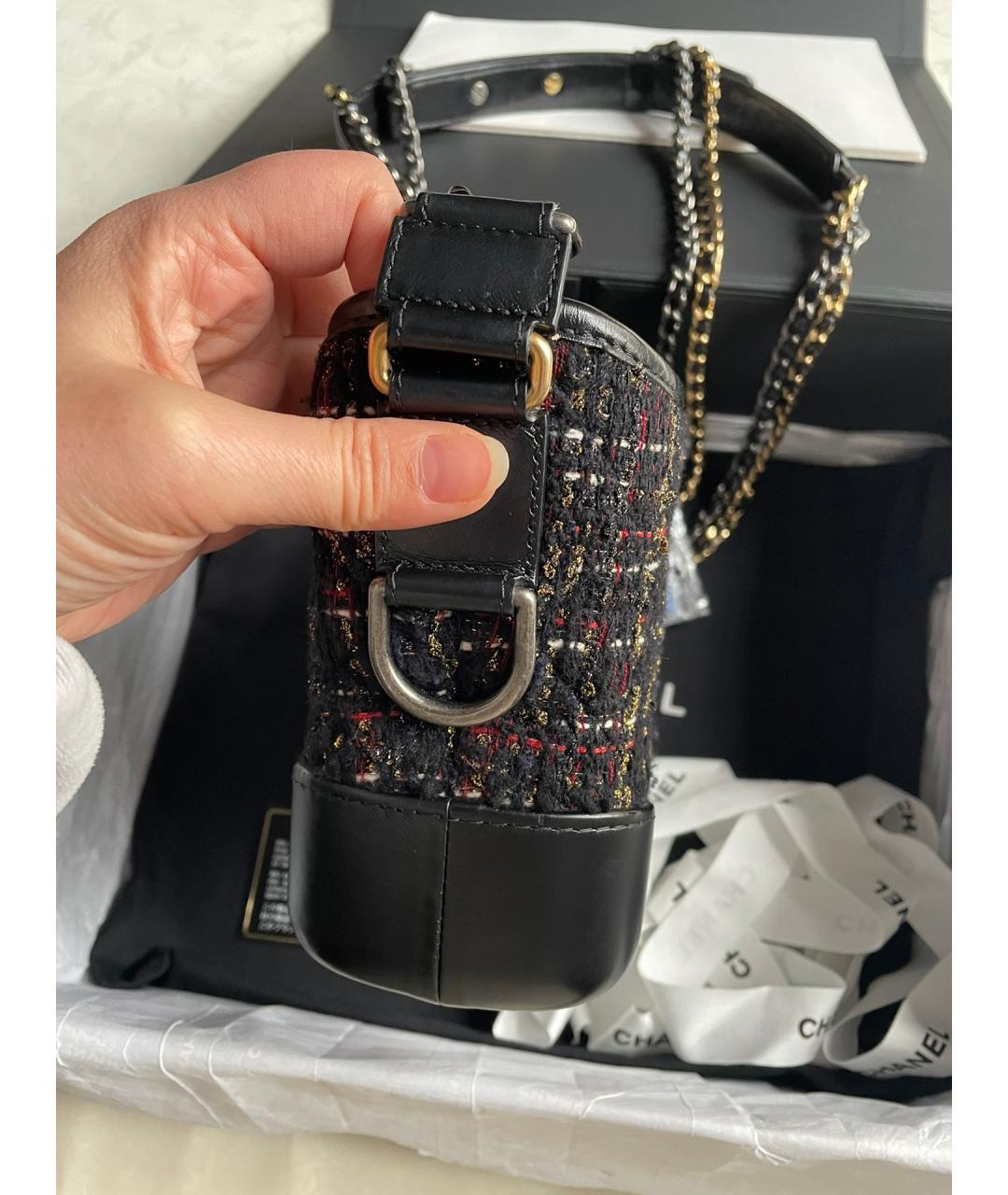 CHANEL Черная твидовая сумка через плечо, фото 5
