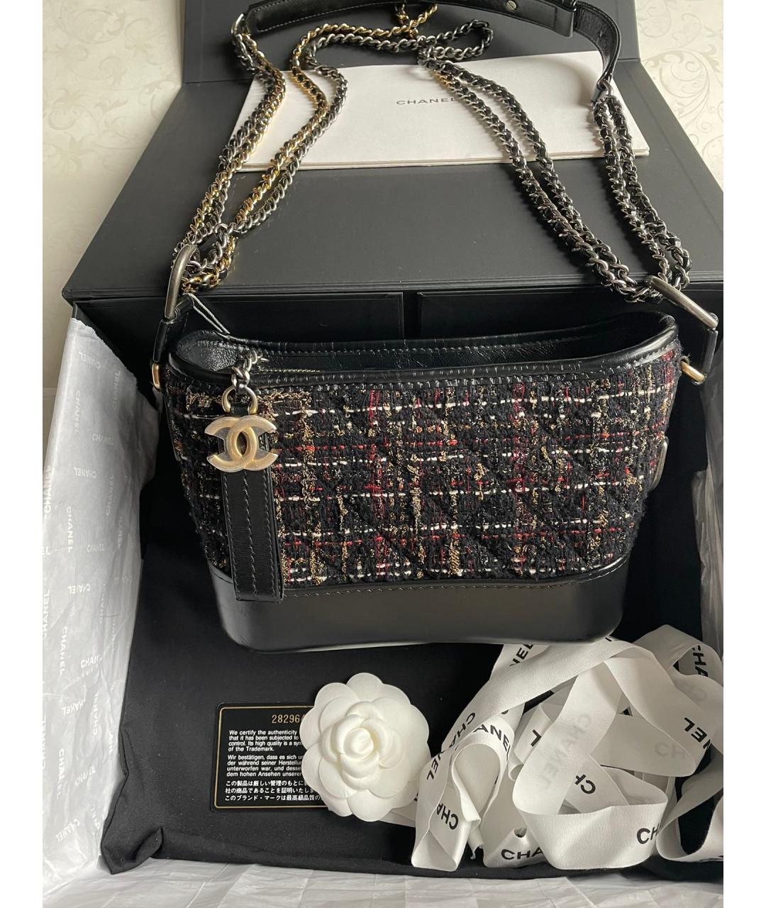 CHANEL Черная твидовая сумка через плечо, фото 6