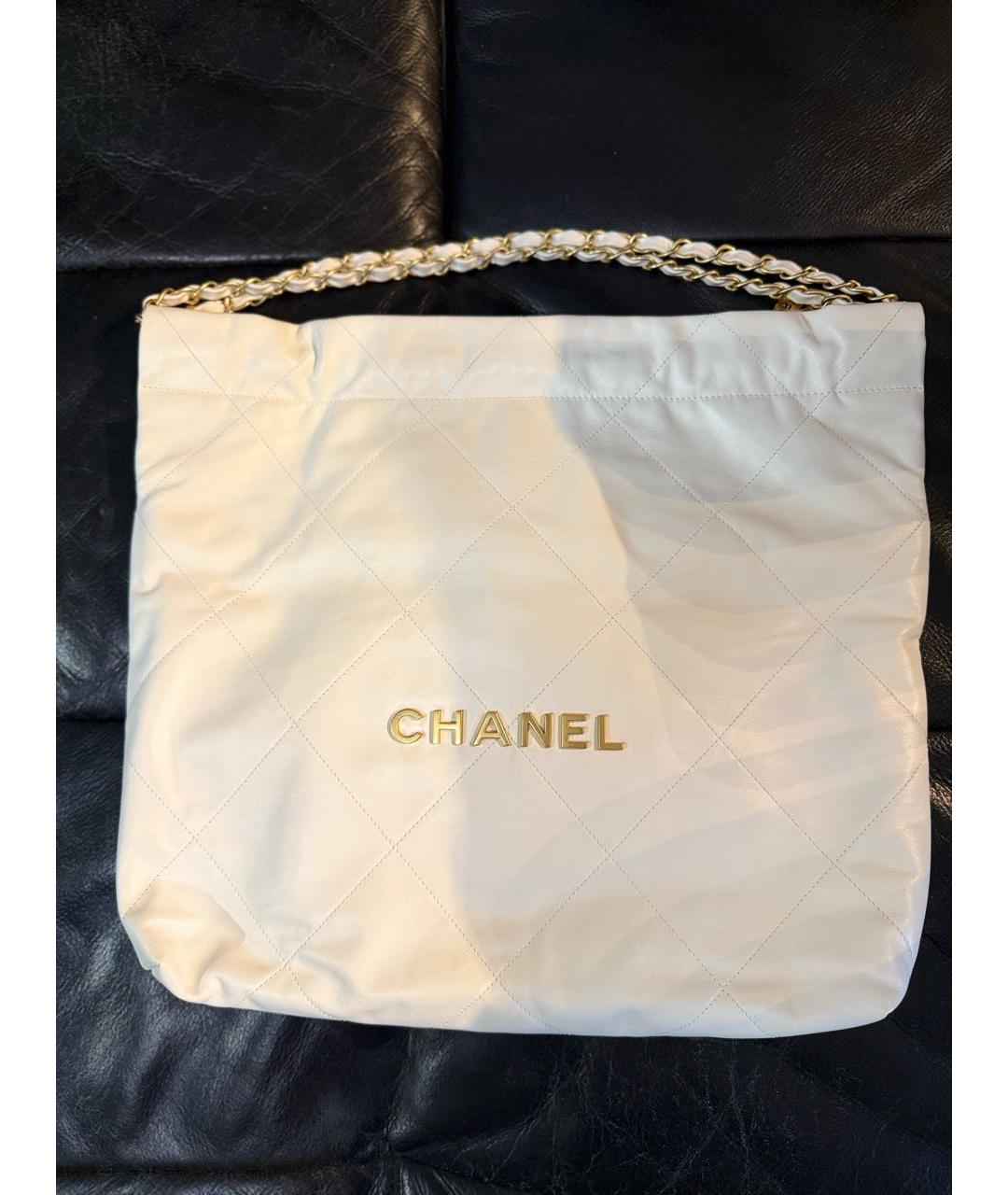 CHANEL Белая кожаная сумка тоут, фото 5