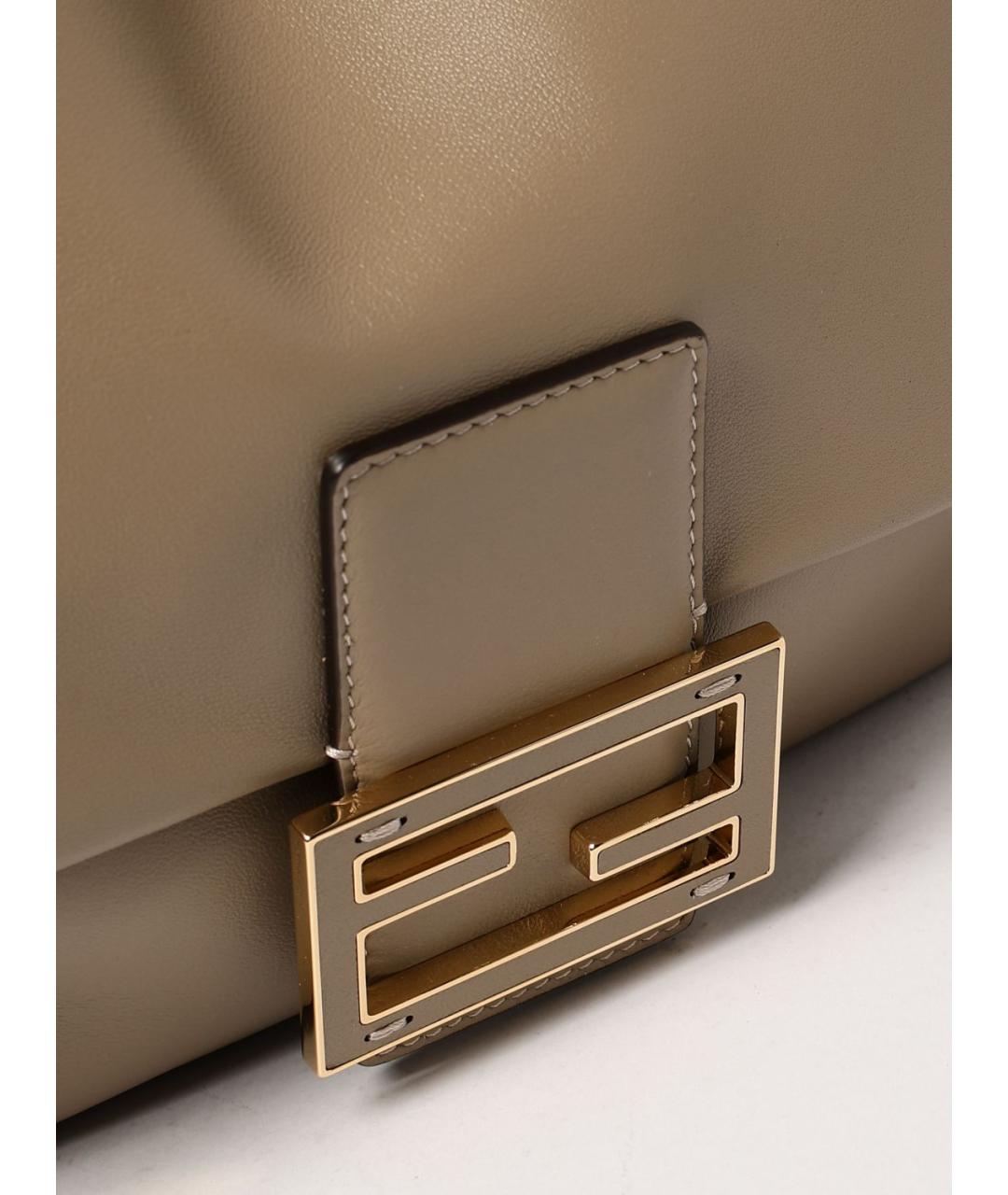FENDI Бежевая кожаная сумка через плечо, фото 4