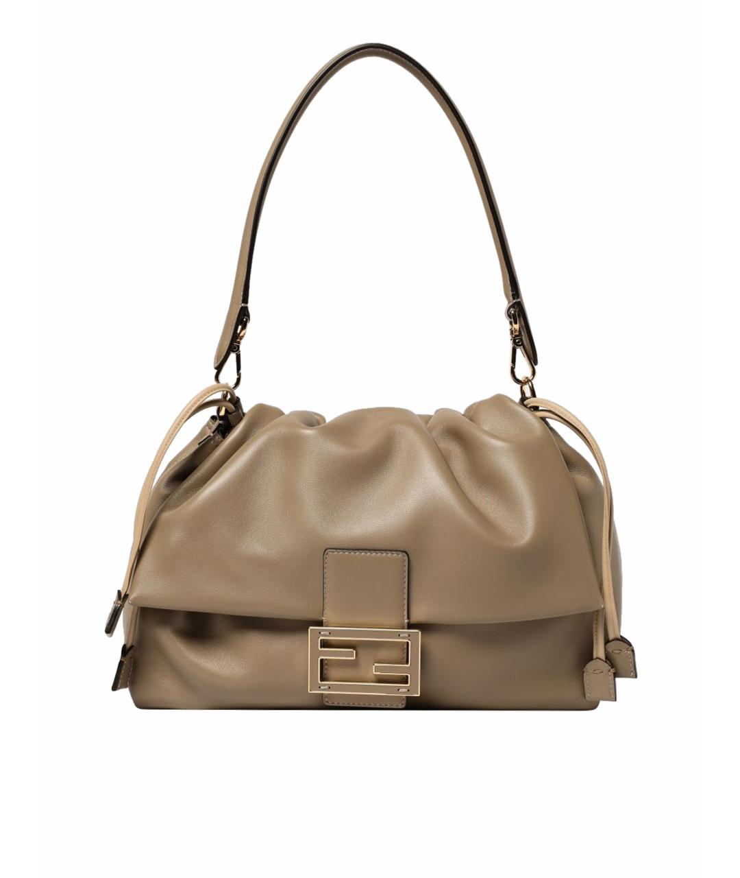 FENDI Бежевая кожаная сумка через плечо, фото 1