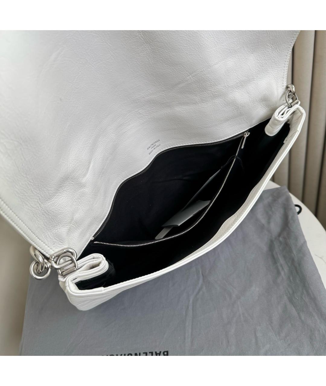 BALENCIAGA Белая кожаная сумка через плечо, фото 6