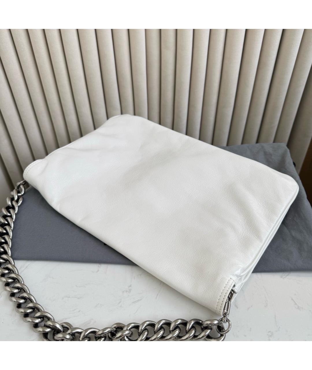 BALENCIAGA Белая кожаная сумка через плечо, фото 4