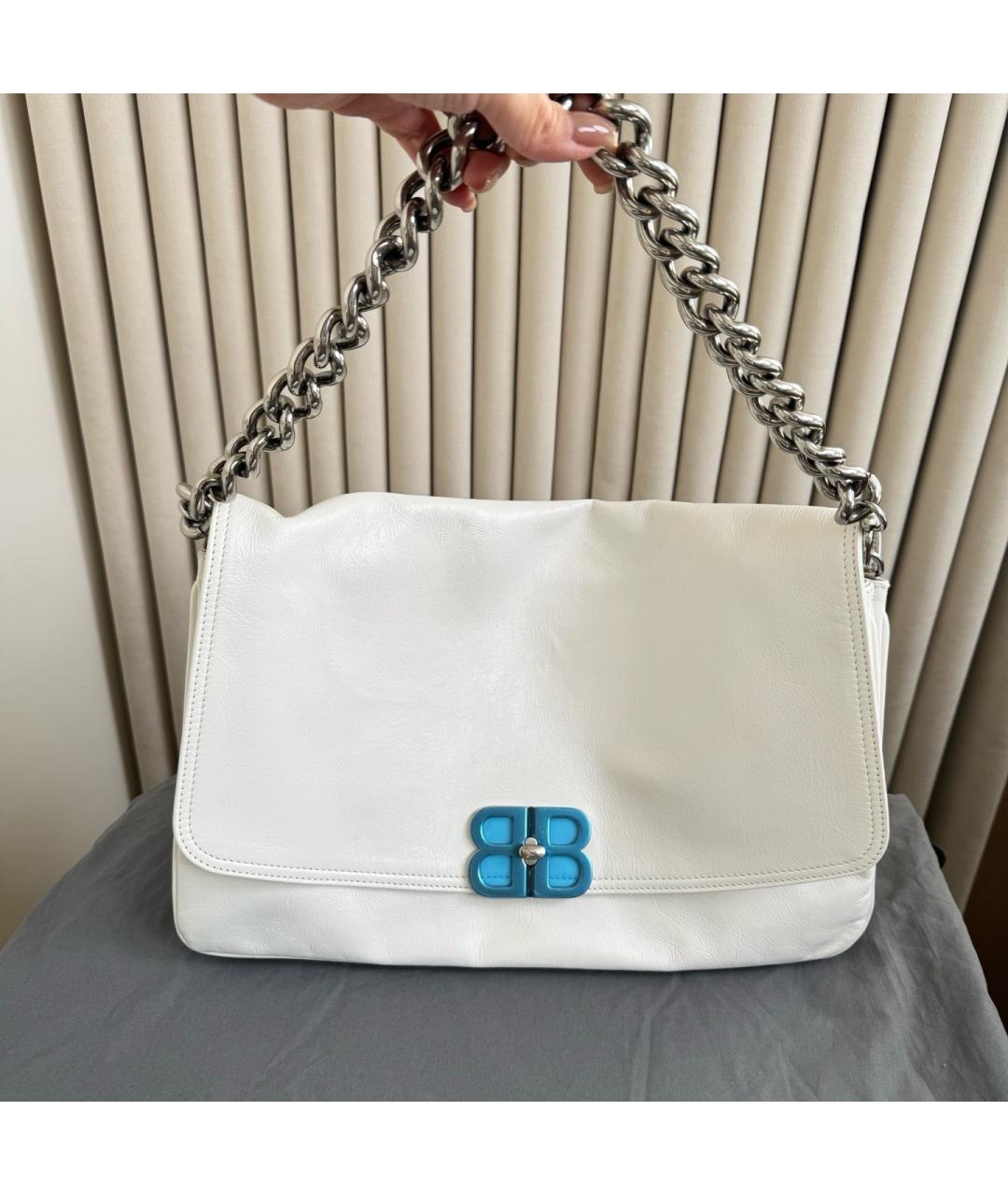 BALENCIAGA Белая кожаная сумка через плечо, фото 2