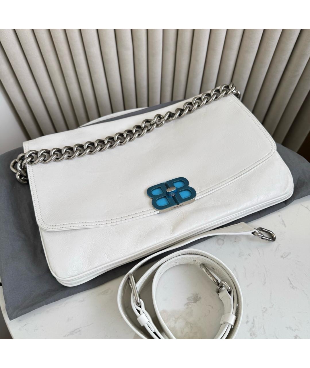 BALENCIAGA Белая кожаная сумка через плечо, фото 3