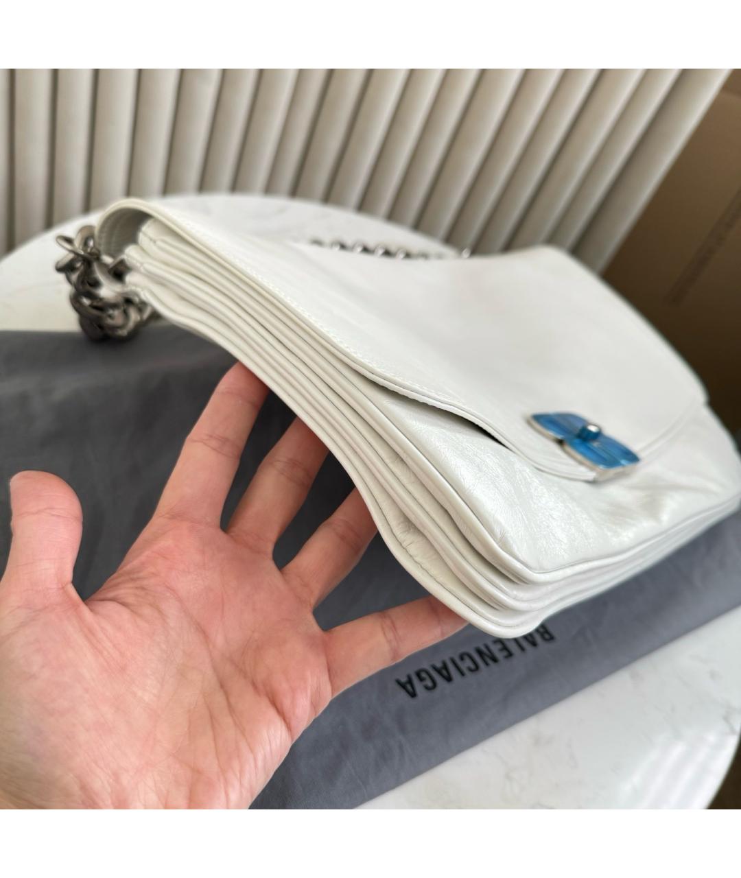 BALENCIAGA Белая кожаная сумка через плечо, фото 7