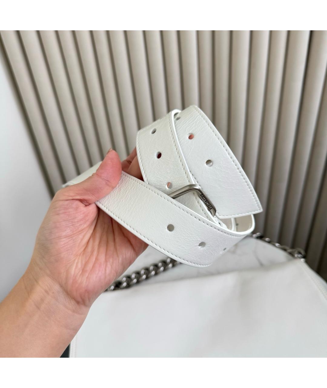 BALENCIAGA Белая кожаная сумка через плечо, фото 9