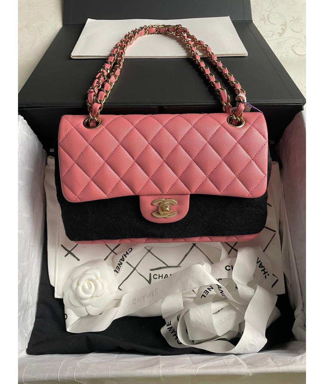 CHANEL Розовая кожаная сумка через плечо, фото 7